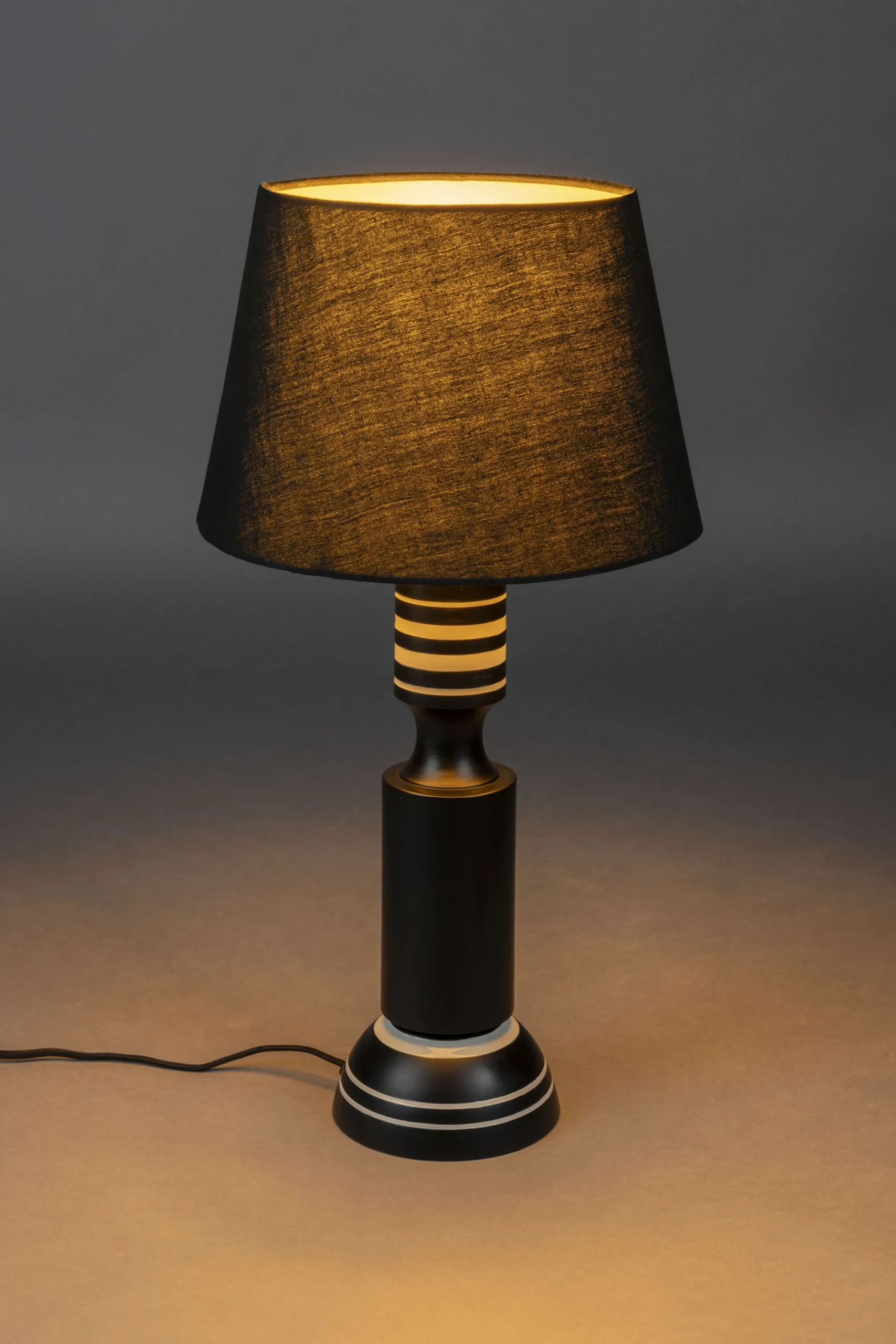 Retro Tischlampe Virgil Schwarz Weiß 60 cm