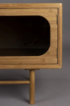 Retro TV-Board Sideboard Caroun Bambus Rauchglas