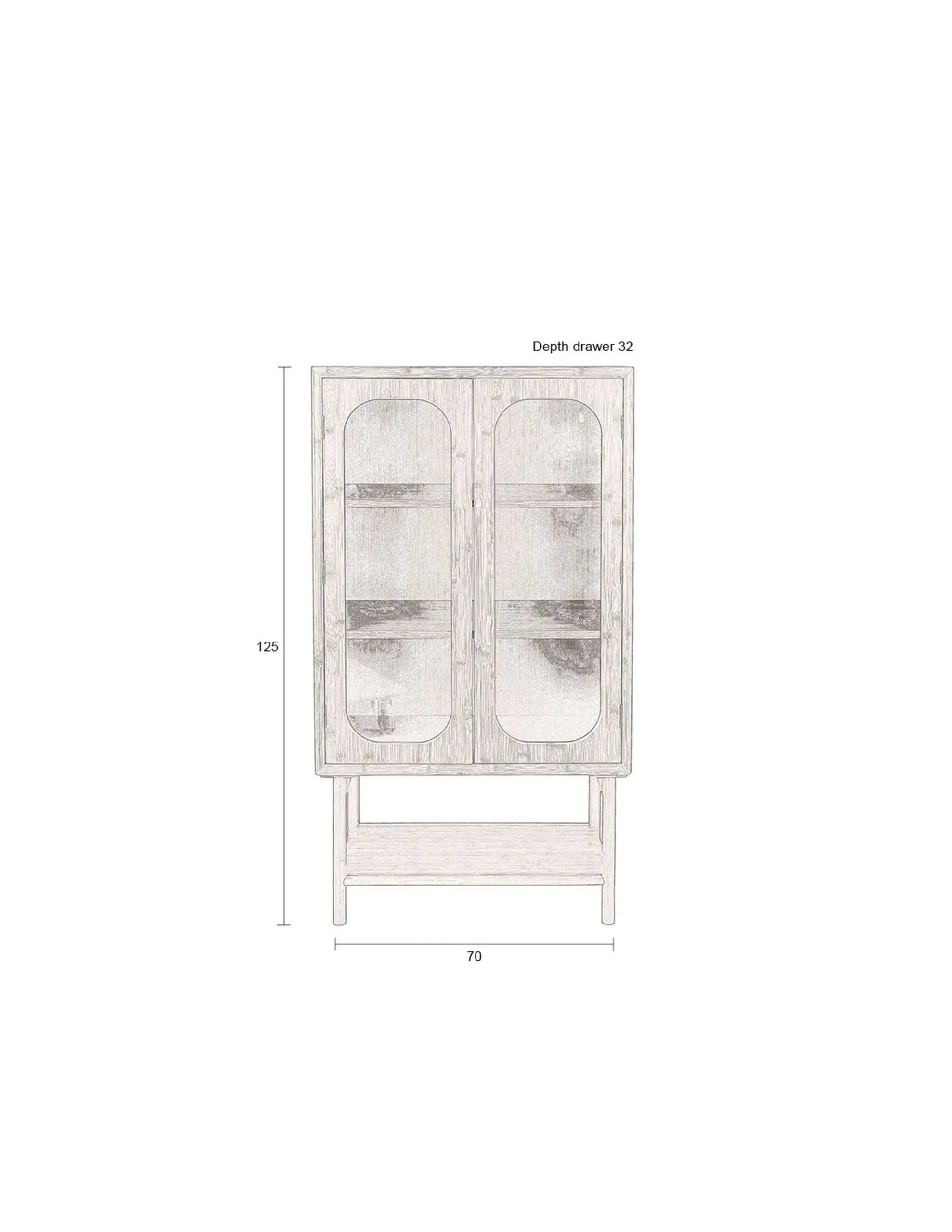 Retro Vitrine Hochkommode Caroun Bambus Rauchglas