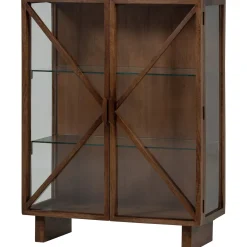 Retro Vitrine Kella Mangolzholz breit Braun