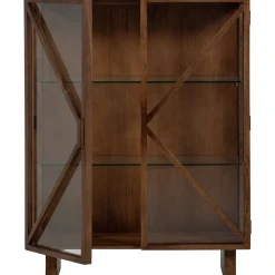 Retro Vitrine Kella Mangolzholz breit Braun