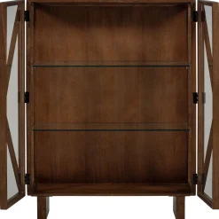 Retro Vitrine Kella Mangolzholz breit Braun