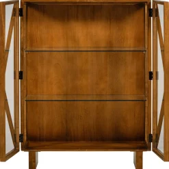 Retro Vitrine Kella Mangolzholz breit Natur