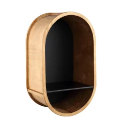 Retro Wandregal Holz Roundabout mit Metallboden