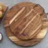 Schneidebrett Servierbrett Tapasbrett Laon Rund aus beständigem Akazienholz Geölt