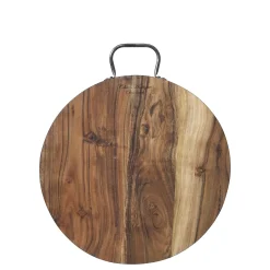 Schneidebrett Servierbrett Tapasbrett Laon Rund aus beständigem Akazienholz Geölt