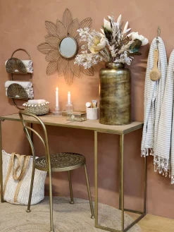 Schreibtisch Konsoltisch Industrial Boheme Metall Messing Holz