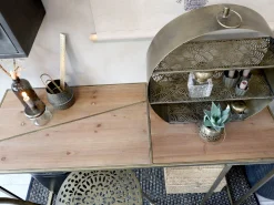 Schreibtisch Konsoltisch Industrial Boheme Metall Messing Holz