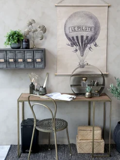 Schreibtisch Konsoltisch Industrial Boheme Metall Messing Holz