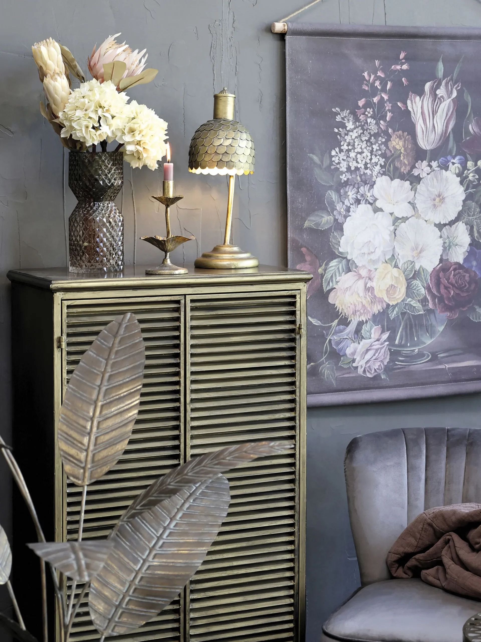 Schreibtischlampe Dragon Scales Metall in Antik Messing Tischlampe