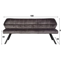 Set Esstischbank Polsterbank Raster + 2 Armlehnstühle Samt Anthrazit