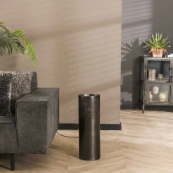 Stehlampe Industrial Zylinder Schwarz Nickel in drei Größen