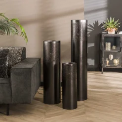 Stehlampe Industrial Zylinder Schwarz Nickel in drei Größen