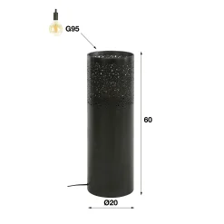 Stehlampe Industrial Zylinder Schwarz Nickel in drei Größen