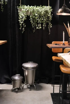 Treteimer Vintage Abfalleimer Industrial Silber Groß Poliert