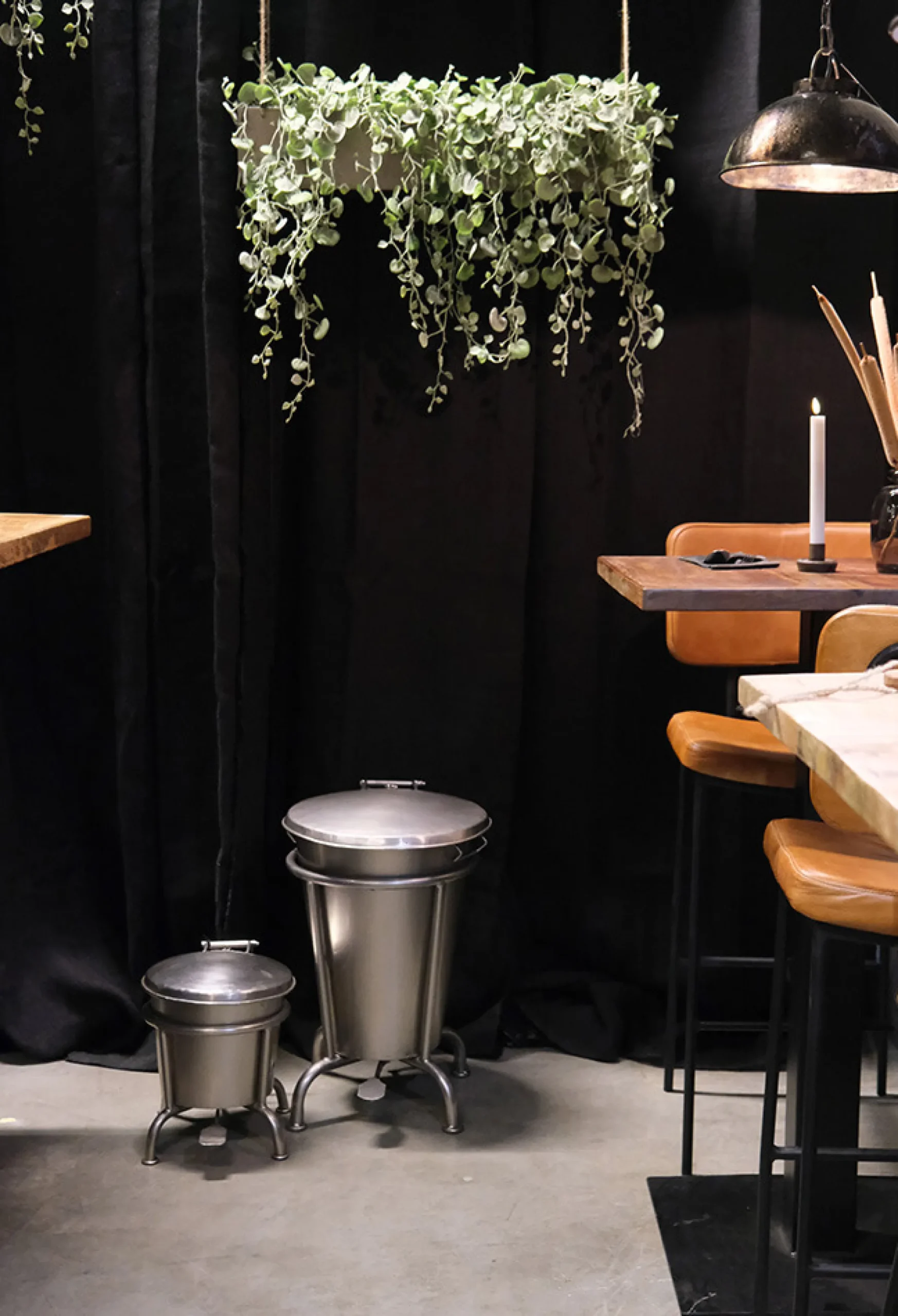 Treteimer Vintage Abfalleimer Industrial Silber Groß Poliert