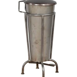 Treteimer Vintage Abfalleimer Industrial Eisen Silbergrau XL