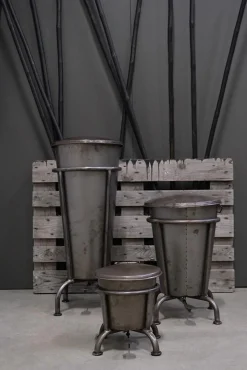 Treteimer Vintage Abfalleimer Industrial Eisen Silbergrau XL