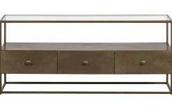 TV-Board Sideboard Depart Industrial Metall Gold Glas 115