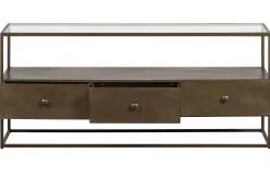 TV-Board Sideboard Depart Industrial Metall Gold Glas 115