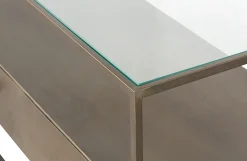 TV-Board Sideboard Depart Industrial Metall Gold Glas 115