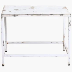 Vintage Beistelltisch Outdoortisch White Iron Metall