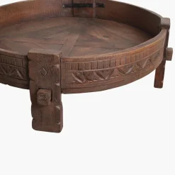 Vintage Couchtisch Grinding Bowl Holz Indien Alt