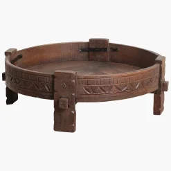 Vintage Couchtisch Grinding Bowl Holz Indien Alt