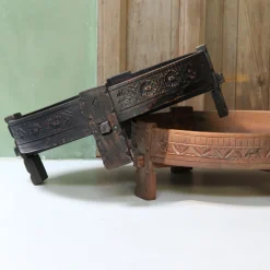 Vintage Couchtisch Grinding Bowl Holz Indien Alt