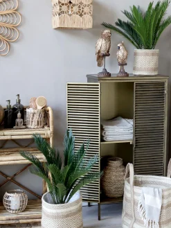 Vintage Dekofigur Papagei auf Ständer in Antik-Messing