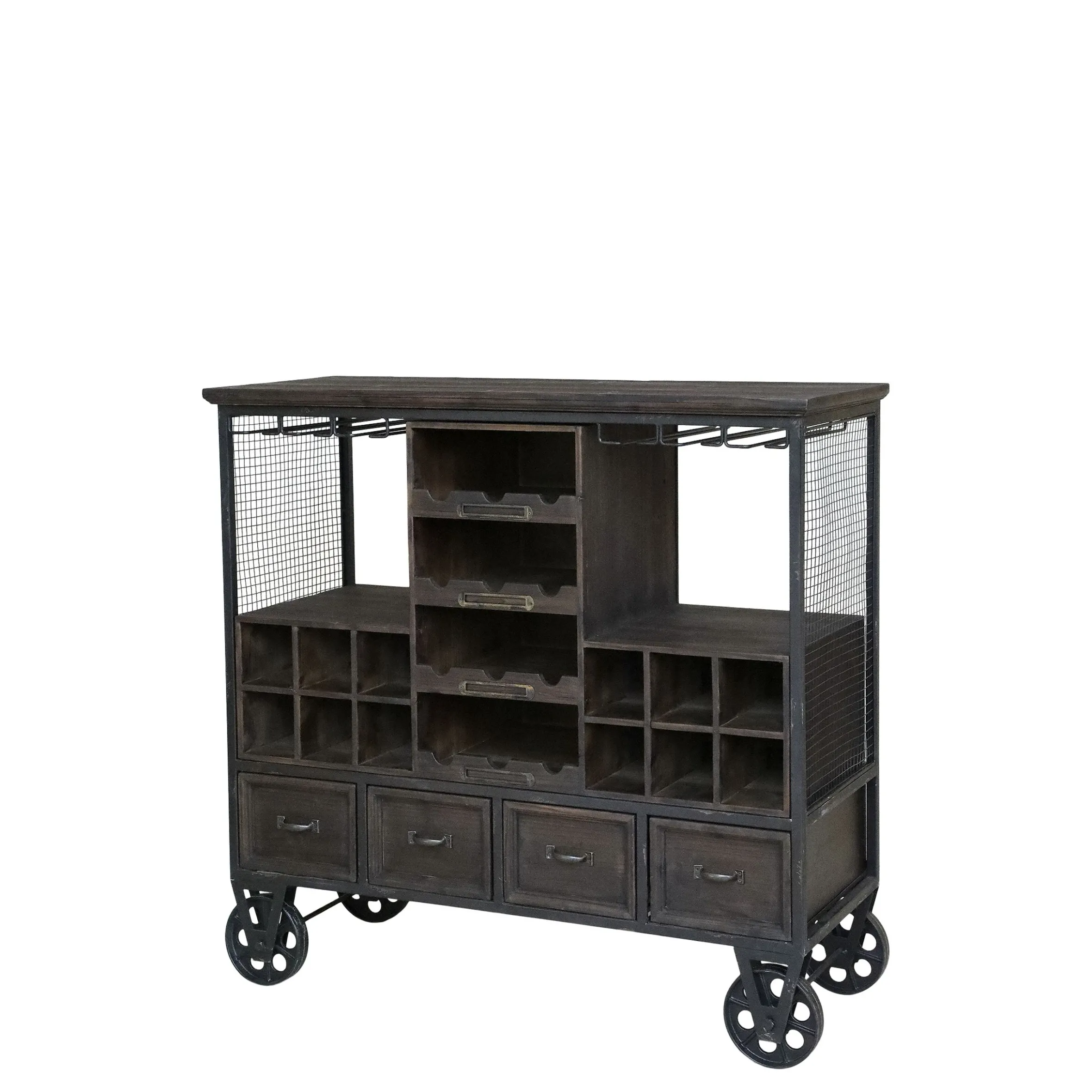 Vintage Hausbar Barwagen Barschrank Old Barn Industrial auf Rädern