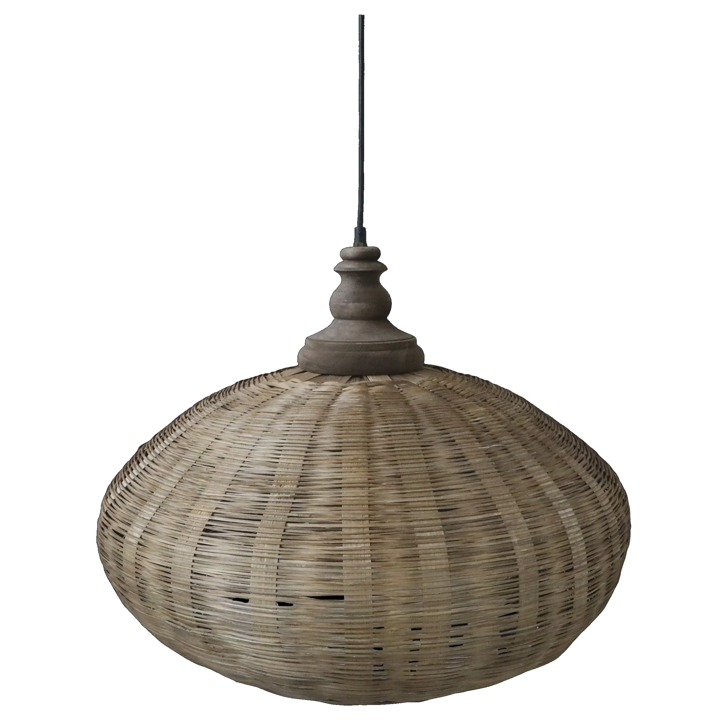 Vintage Hängelampe Chateau Rattangeflecht Mangoholz