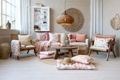 Vintage Hängelampe Chateau Rattangeflecht Mangoholz