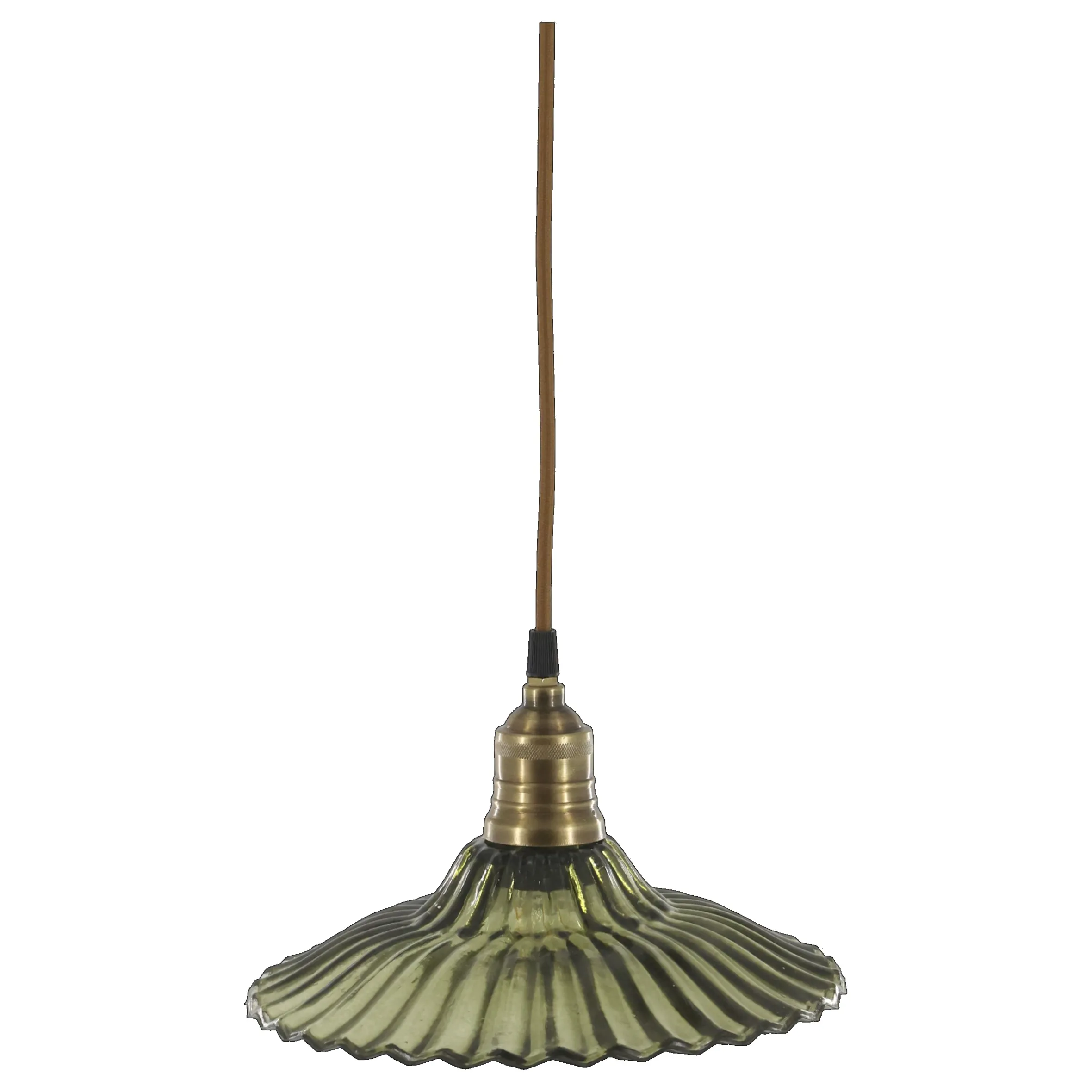 Vintage Hängelampe Jardin Glas Messingfassung Modell 3 Grün