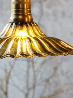 Vintage Hängelampe Jardin Glas Messingfassung Modell 3 Grün