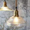 Vintage Hängelampe Jardin Glas Messingfassung Modell 6 Klarglas