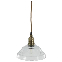 Vintage Hängelampe Jardin Glas Messingfassung Modell 6 Klarglas