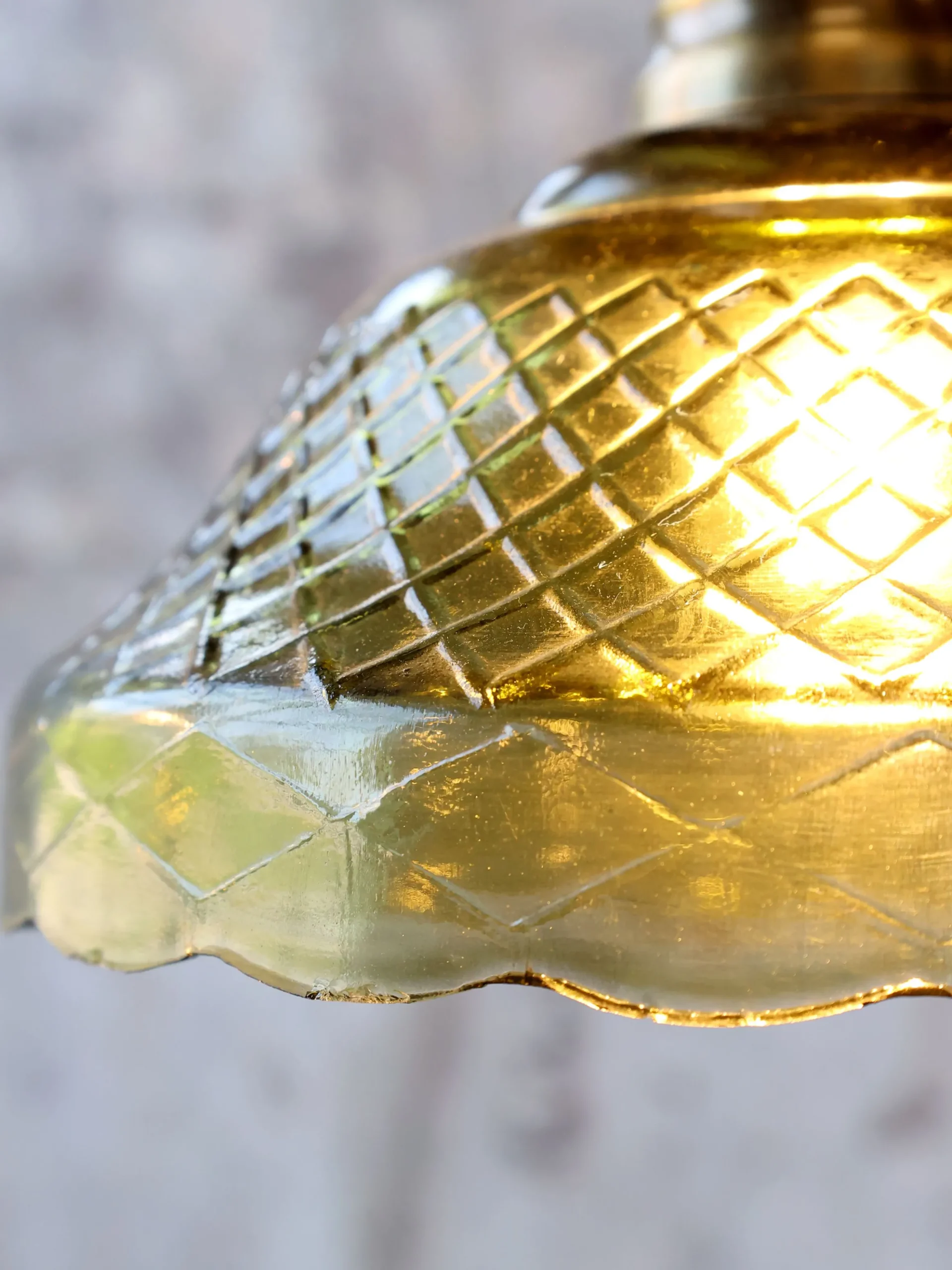 Vintage Hängelampe Jardin Glas Messingfassung Modell 5 Grün