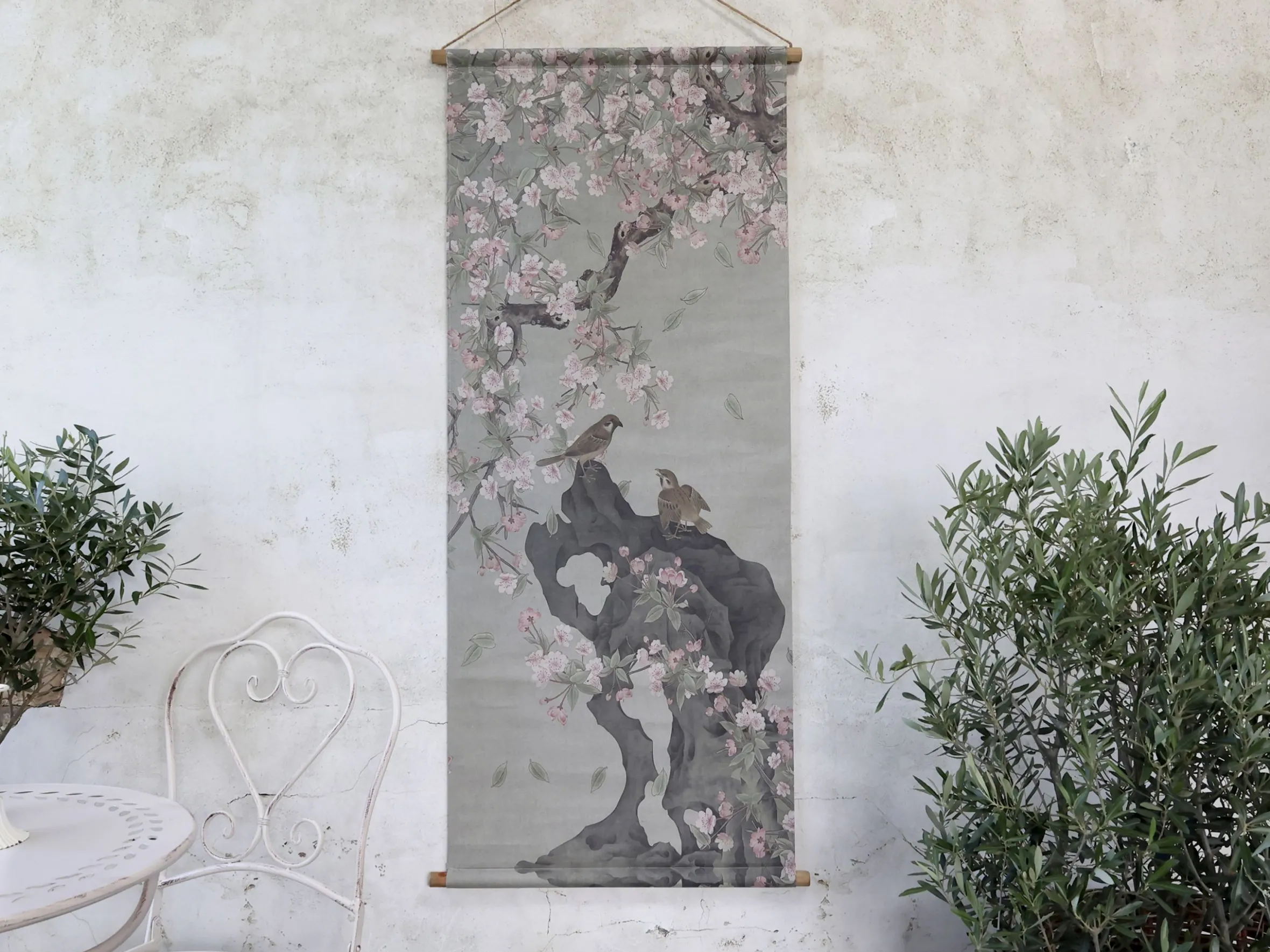 Vintage Leinwandbild Kirschblüten Japanischer Blumendruck 150/65