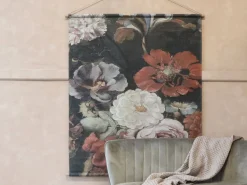 Vintage Leinwandbild Opulenter Blumenstrauß Französischer Blumendruck 150/120