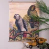 Vintage Leinwandbild Papageien Faunadruck 65/50 cm
