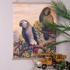 Vintage Leinwandbild Papageien Faunadruck 65/50 cm