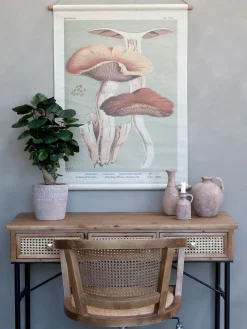 Vintage Leinwandbild Pilze Französischer Floradruck 97/76 cm