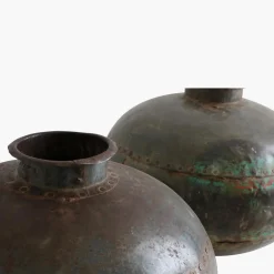 Vintage Metall Vase Antik Deko Vase Nieten