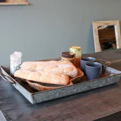 Vintage Metalltablett Tray mit zwei Griffen