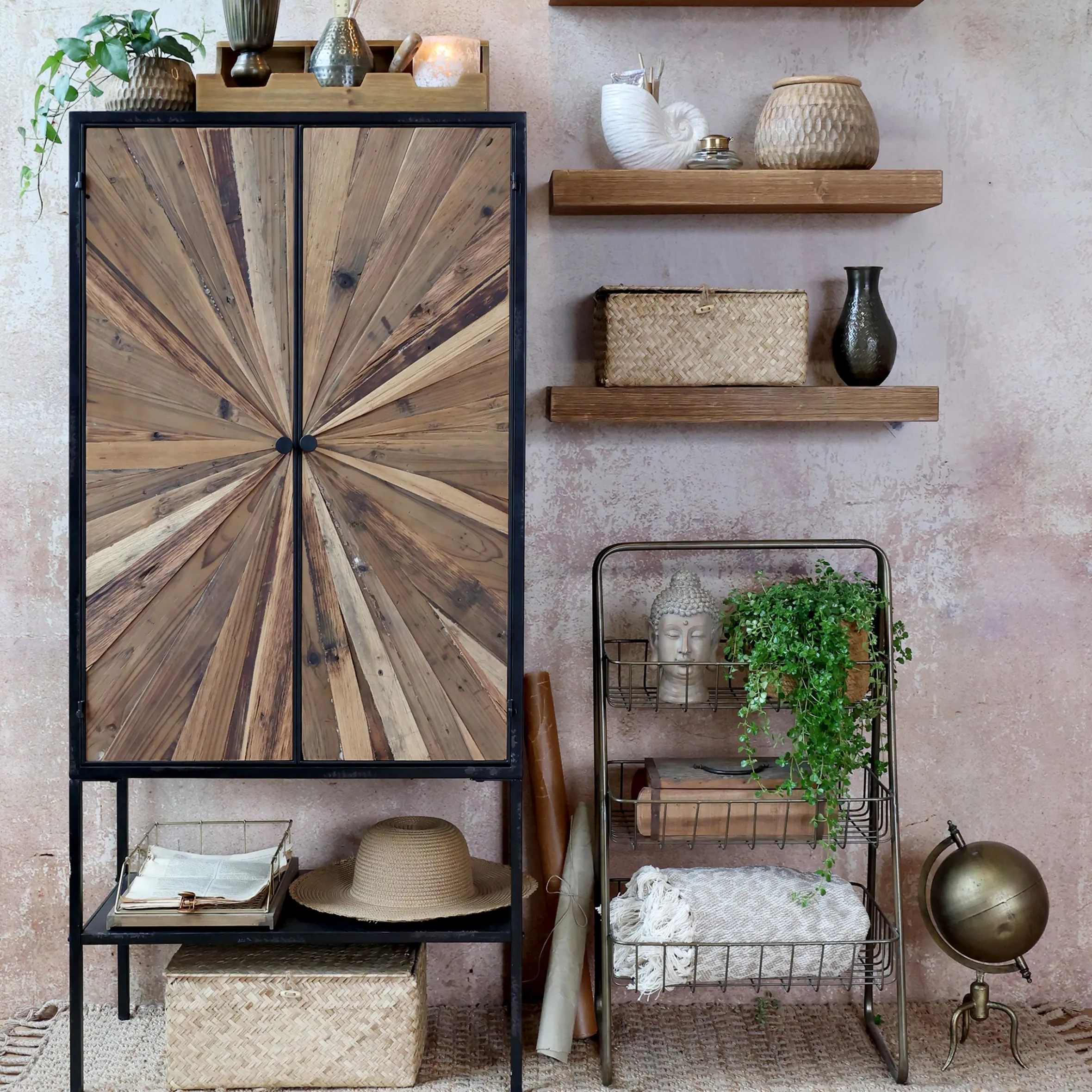 Vintage Schrank Hochkommode Beam Industrial Recyceltes Holz