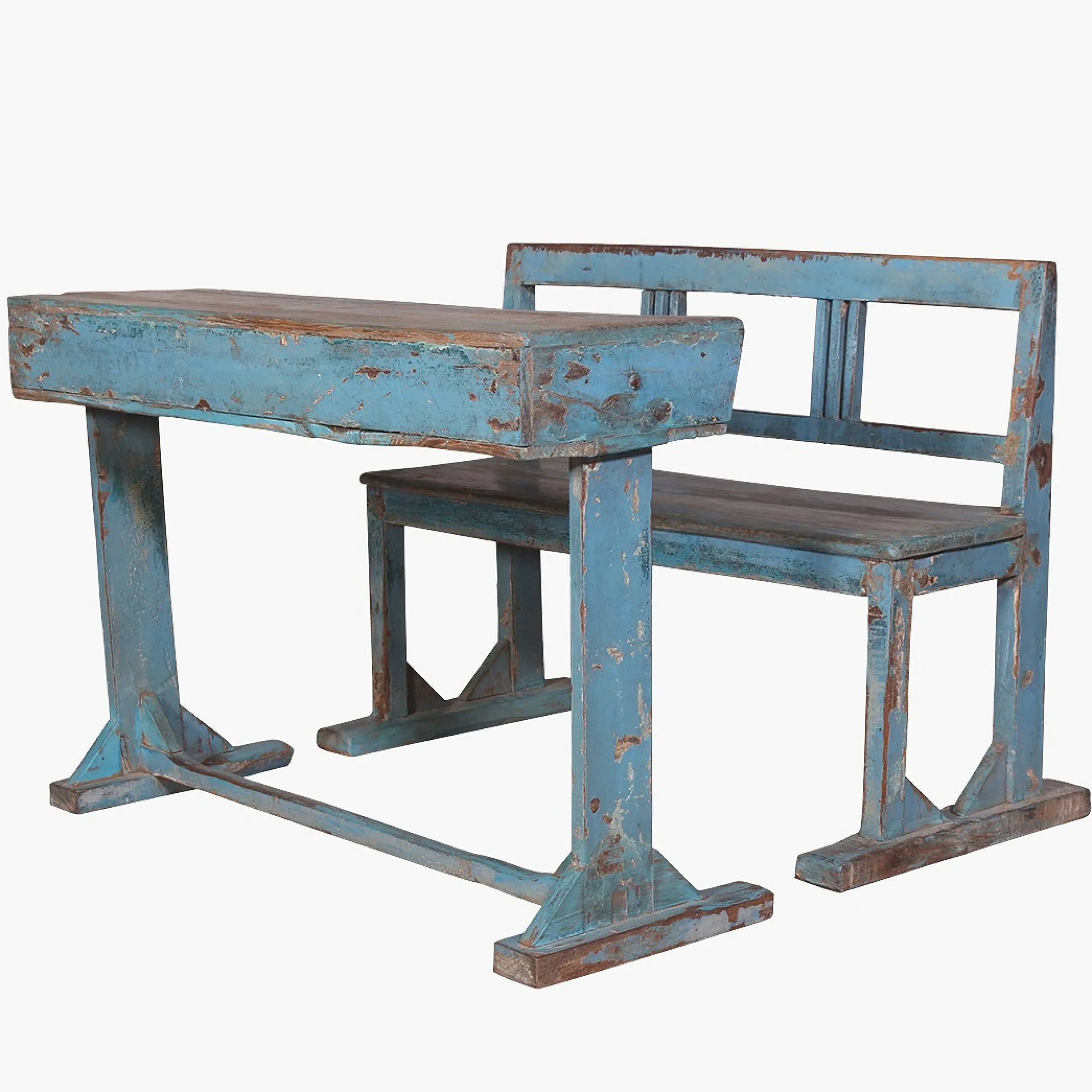 Vintage Schulbank Indien Recyceltes Holz Used