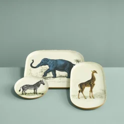 Vintage Tablett 3er Set Safari Tiermotive Metall