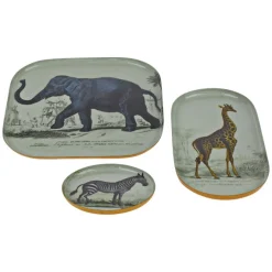 Vintage Tablett 3er Set Safari Tiermotive Metall