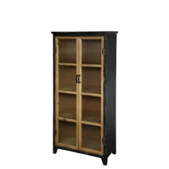 Vintage Vitrine Mathéo Holz Metall geripptes Glas